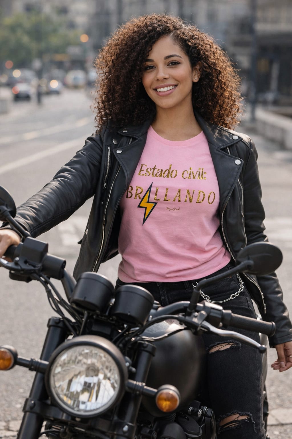 camiseta rosa con frase estado civil brillando