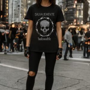 Camiseta salvajemente indomable calavera negra