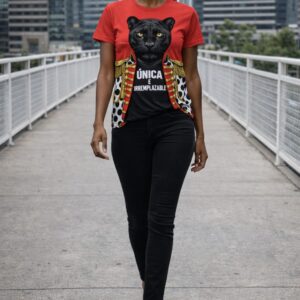 Camiseta rockera mujer Única e Irremplazable MissRock con pantera negra