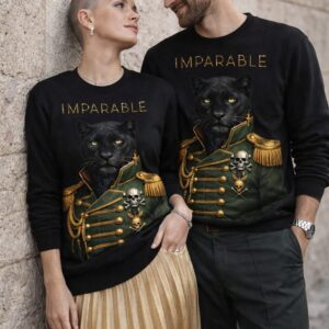 sudadera negra con pantera uniforme militar frase imparable