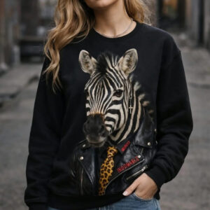 sudadera negra con cebra chaqueta rock indomable